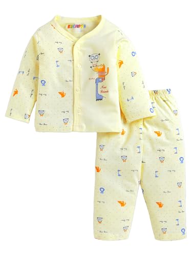 Image of Kuchipoo 100% Cotton Front Open T-Shirts and Pajamas Set for Baby Boy and Baby Girl-Pack of 3