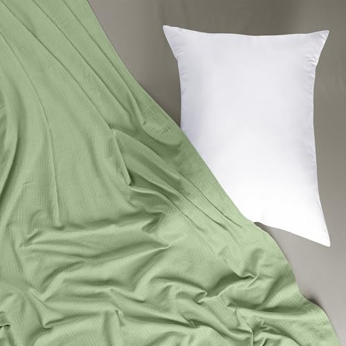 Utopia Bedding Sage Green 100% Cotton Blanket [Queen Size - 90x90 Inch] 350GSM Lightweight, Soft and Breathable Thermal Blanket for All Seasons