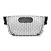 For RS5 Style Front Sport Hex Mesh Honeycomb Hood Grill Silver Frame Gloss Black Grill Fit for Audi A5 / S5 B8 2008 2009 2010 2011 Parrilla (Color : Chrome Emblem)