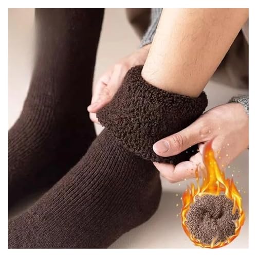 3 Pair Winter Thick Warm Knee-High Men's Socks Men's Calf Socks Casual Socks Stockings Men(Khaki)4