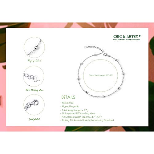 Chic & Artsy Ankle Bracelets 925 Sterling Silver Beaded Chain Anklets For Women Simple Foot Jewelry #TOP4