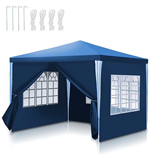 Ansobea Gazebo 3x3 m Carpa de Fiesta Impermeable Resistente a Rayos UV 100g/m² Lona de PE para Cerveza Azul