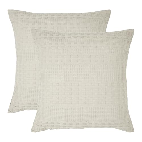 VHC-Brands-Waffle-Weave-Natural-Euro-Sham-Set-of-2-26×26-Decorative-Throw-Pillow-CoversShams-Boho-Farmhouse-Bedroom-Decor VHC Brands Waffle Weave Natural Euro Sham Set of 2 26×26 Decorative Throw Pillow CoversShams Boho Farmhouse Bedroom Decor