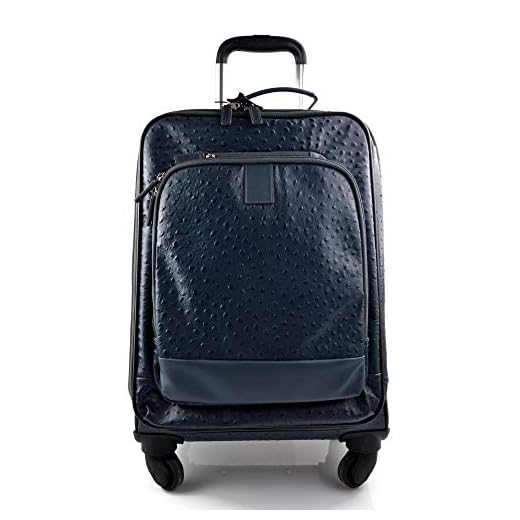 Maleta de avion in piel azul trolley rígida maleta de cuero bolso de cuero de viaje hombre mujer bolso de cabina bolso con ruedas