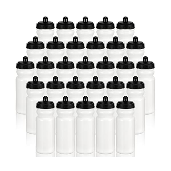 50 Pieces Sports Water Bottles 20 oz Water Bottles Squeeze in Bulk Reusable Plastic Water Bottles BPA Free Blank Water Bottles for Major Sporting Events Adults