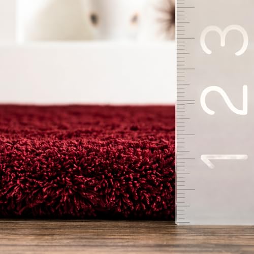 Image of Premium Polyester Shaggy Round Rug - Ultra Soft Fluffy Circle Carpet for Bedroom, Living Room, Kids Room, Anti-Skid Plush Floor Rug - (Maroon, 6 feet|180cm)