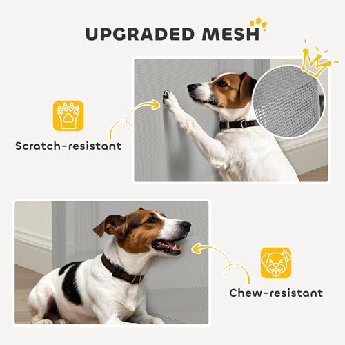 Pawhut Retractable Stair Gate For Dogs, Pet Gate, Extends To 140 Cm Wide & 93 Cm Tall, One Handed Operation, For Stairs, Hallways, Doorways, Indoor And Outdoor, Grey - 6