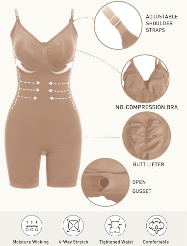 JEKAOYI Women's Shapewear Bodysuit Mid Thigh Tummy Control Body Shaper - image 5