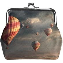 Hot Air Balloons Coin Purse Vintage Pouch Buckle Clutch Bag Kiss-Lock Change Purse Clasp Closure Wallets for Women Girl