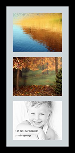 ArtToFrames Collage Photo Frame Single Mat with 3-8x10 Openings with Satin Black Frame and Baby Blue mat.