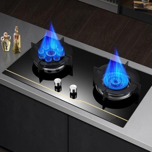 5.0KW High Power Gas Stove, Dual Burner with Flameout Protection, LPG Countertop/Built-in Cooktop, Easy to Clean, Perfect for Home Cooking