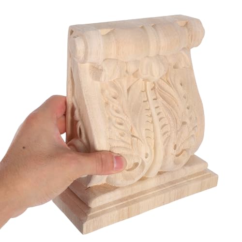 Applique décorative d'angle en bois brut et corbeau sculpté pour meuble