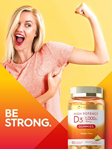 Carlyle Vitamin D3 1000Iu Gummies | 90 Count | Vegetarian, Non-Gmo, And Gluten Free Vitamin D Supplement | Natural Pineapple Flavor #TOP5