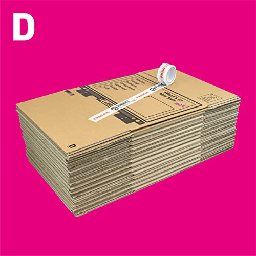 20 Strong Extra Large Cardboard Storage Packing Moving House Boxes with Carry Handles and Room List 66 Metres Fragile Tape 52cm x 52cm x 40cm - Image 6