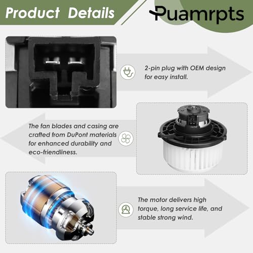 Image of AC Heater Blower Motor - Compatible with Toyota Tacoma 2016-2023 - Motor Fan# PM5197, Front
