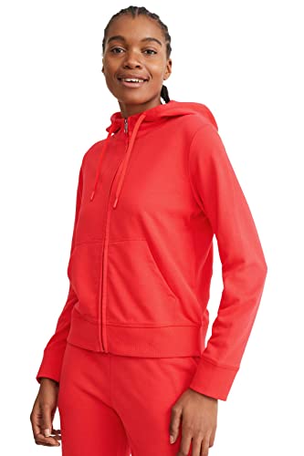 C&A Damen Hoody Sweatjacke Hoody Sweatjacket Unifarben Sweatshirts rot L