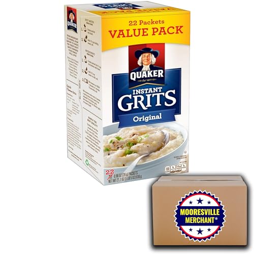 Quaker Original Instant Grits Value Pack, 0.98 oz, 22 Packets with Mooresville Merchant Decal