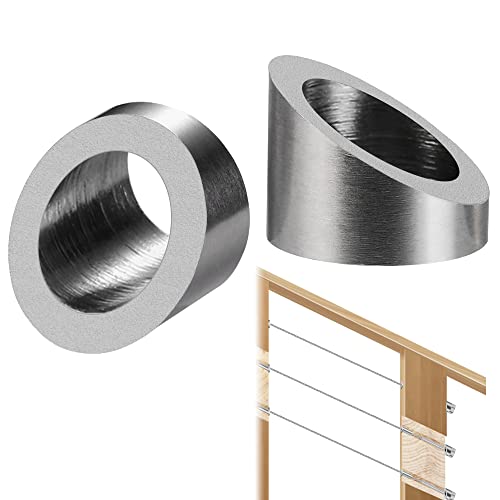 Steel DN Mate Arandela biselada de ángulo de 30 grados para 3/8 'Kit de barandilla de cable/hardware, 30 piezas T316 acero inoxidable grado marino madera/metal/postes de aluminio, barandilla DIY