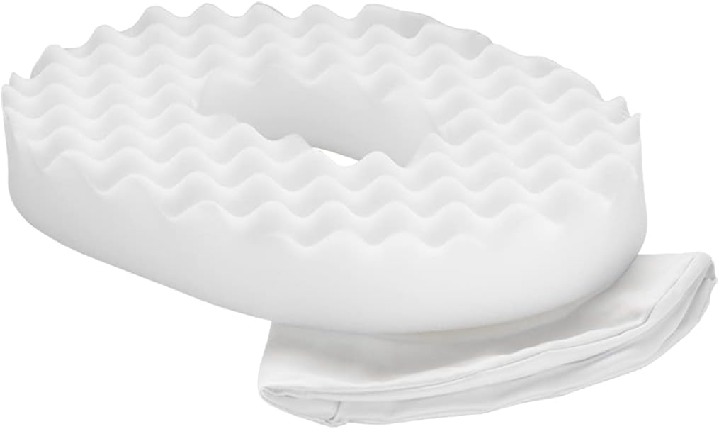 PCP Convoluted Foam Ring, Donut Cushion with Removable Cover, White