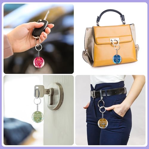 Image of Janmercy 120 Pcs Acrylic Christian Keychain Bulk Floral Bible Verse Keychain Religious Scripture Jewelry Gifts for Women Men