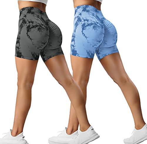 ZAAYO 2er-Pack Sport Short Damen Butt Scrunch Kurze Sporthose Laufhose Hohe...