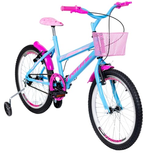 Bicicleta Infantil Aro 20 Tridal Feminina com Roda Lateral (Azul Céu)