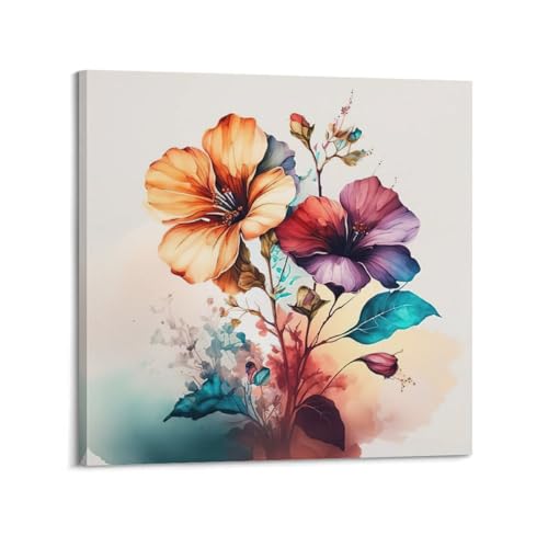 Impression sur toile de fleurs colorées et affiche murale moderne pour décoration de chambre