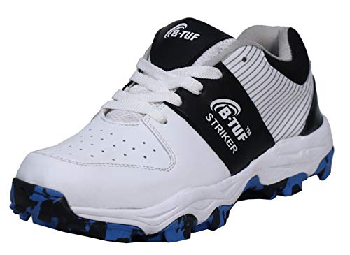 Image of B-TUF Striker Cricket Shoes /Studs Spikes Sports for Men Boys Unisex Kids|Lightweight and Durable | Stylish Sports Shoes | (White /Black /Yellow)