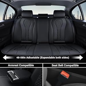 Coverado Seat Covers, Car Seat Covers Full Set, Black Car Seat Cover, Car Seat Covers Front Seats Back Seat Cover, Waterproof Car Seat Cushion, Leather Seat Covers Seat Protector Fit for Most Cars — photo 3 of 6