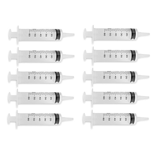 EXELint 60 ml Disposable Sterile Syringes (10 Pack), 50 ml to 60 ml Medical Grade Catheter Tip Syringe