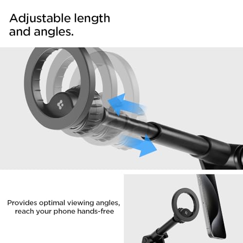 Image of Spigen Dashboard & Windshield Car Mobile Holder,Super Strong Magnet,Works as Desk Mount for iPhone 17 /16 /15 /13 /12, Samsung Galaxy Series & More (MFT35) - Black