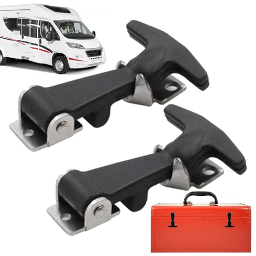 Rubber Hood Catch Kit - Rubber Material T Handle, Heavy Duty Drawer Latch, Adjustable Lock Clamp, Vehicle Accessory | T Shaped Hood Catch for Boat Cabins Trucks Trailers Heavy Equipment