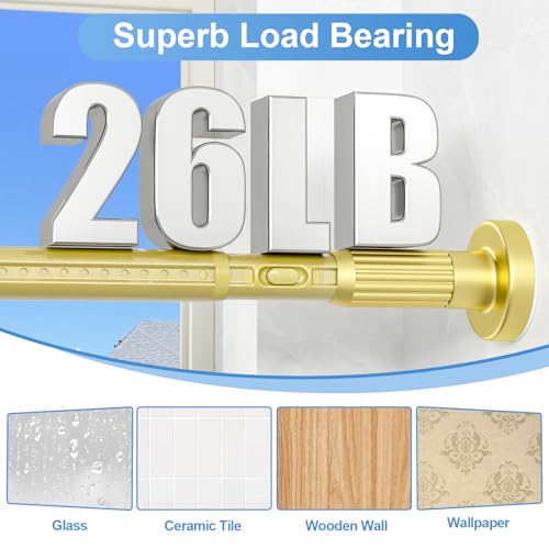 Image of Long Tension Rod 41-144inch Gold Tension Curtain Rods no Drilling
