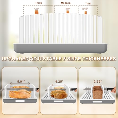 Image of 13″Adjustable Width and Thicknesses Bread Slicer for Sourdough rounds | Large Capacity Foldable and Compact Cutting Guide with Crumb Tray Suitability for Homemade sourdough Bread