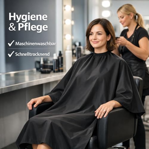 IC-collection Friseurumhang Profi – Extra Groß 126x146 cm – Wasserabweisender Haarschneideumhang aus Polyester… – Ansicht 4