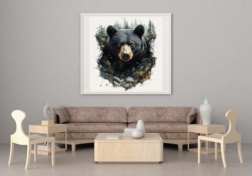 Image of Moohue Cross Stitch Kit - Mountain Animal Bear - 14ct Counted Cross Stitch Patterns Kits - Adults Needlepoint Kits