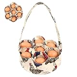 Eier Sammlerkorb, Landhausstil-Stoff-Eierkorb mit Griff & 7 Taschen, Geeignet für Hühner, Enten & Gänse, Eine praktische Tragetasche für Garten, Zuhause & Küchenaufbewahrung, Regalkörbe