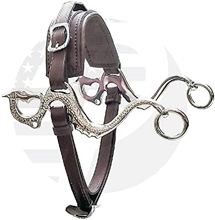 Dragon Hackamore Bitless Horse Bit English Western Adjustable Leather Brown