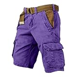 STYLE MILITAIRE: Short cargo homme en coton avec design treillis militaire authentique, parfait pour un look décontracté et robuste