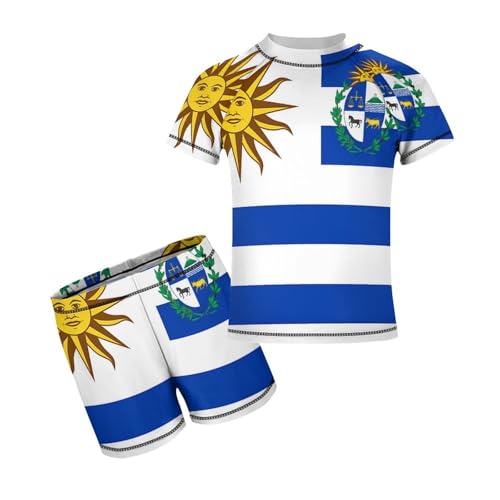 Uruguay FlagChildren's Casual Swimsuit Set - Simple and Versatile8-10Y（130cm）