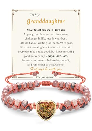 Image of Gifts for Daughter Granddaughter Christmas Gift To My Mom Grandma Wife Girlfriend Sister Jasper Heart Bracelets Birthday Anniversary Stocking Stuffers for Teens Jewelry for Women