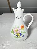 mit Blumen Motiven & Goldrand Triptis Porzellan Ölkännchen mit Deckel, mit Blumen Motiven & Goldrand 16,5cm