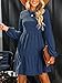 CUPSHE Women's Mini Fall Dresses Knit Casual Long Sleeve Crew Neck Flowy Tiered Ruffled Short Sweater Dress Navy Blue, XS