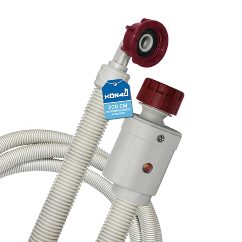 kör4u Waschmaschinenschlauch mit Sicherheitsventil 3/4 – 200 cm, max. 20 bar Arbeitsdruck, für sicheren Anschluss an Waschmaschinen, Rückflussschutz