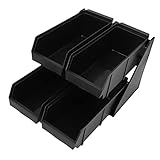 Coffee Sleeve Storage Dispenser, Black Large Capacity Cup Lid Organizer with 2, 3 or 4 Compartments Reusable Food Grade Plastic Portable Detachable Straws Holder for Coffee Bar(4 Compartments)
