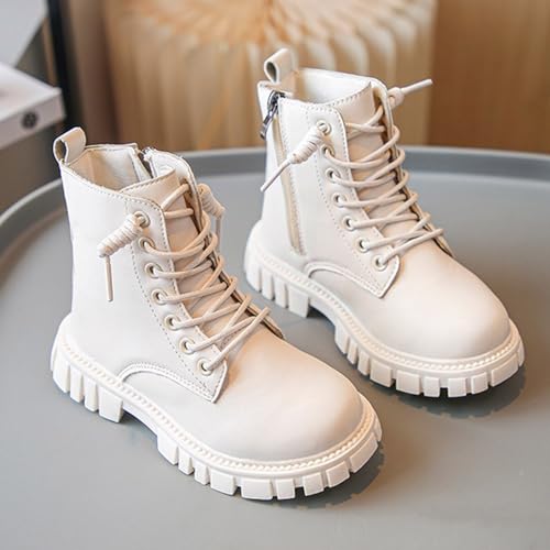 Girls Ankle Boots Lace Up Short Combat Boots PU Leather Riding Boot Side Zipper Punk Goth Boot Non Slip Cowgirl Booties 3-11 Years4