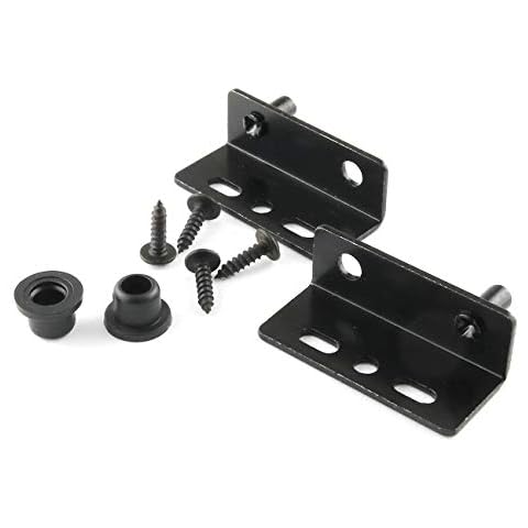 E-outstanding 2 Set Pivot Door Hinges with Bushing, Black Right Angle Pivot Hinges Hardware Accessories with 2 Pcs Screws and 2 Pcs Plastic Caps Cover