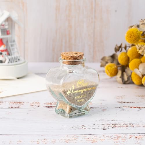 Custom Heart-Shaped Honeymoon Sand Keepsake Jar - Personalized Glass Jars with Engraved Date for Wedding Favors and Décor - Image 4