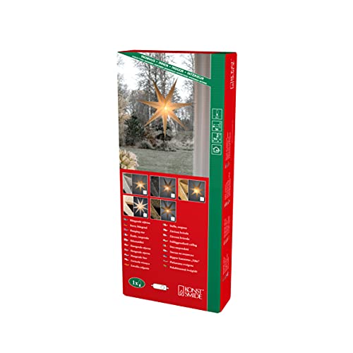 Konstsmide Silberner Papierstern, perforiert, 7 Zacken, inkl. Anschlusskabel mit an/aus Schalter, ohne Leuchtmittel, E14 Lampenhalterung, 230V, Innen, weißes Kabel - 5901-300