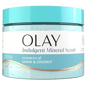 Olay Body Indulgent Mineral Scrub, Skin Exfoliating & Massaging Pearls, Nourishing Soft & Gentle Formula, Renewing BHA, Vitamin B3 Complex, Luxurious Fragrances, Coconut & Guava Scent, 11 oz